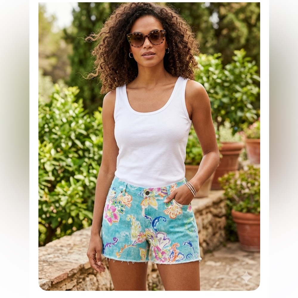 Lauren Ralph Lauren Women's Multicolor Floral Jean Shorts size 14
